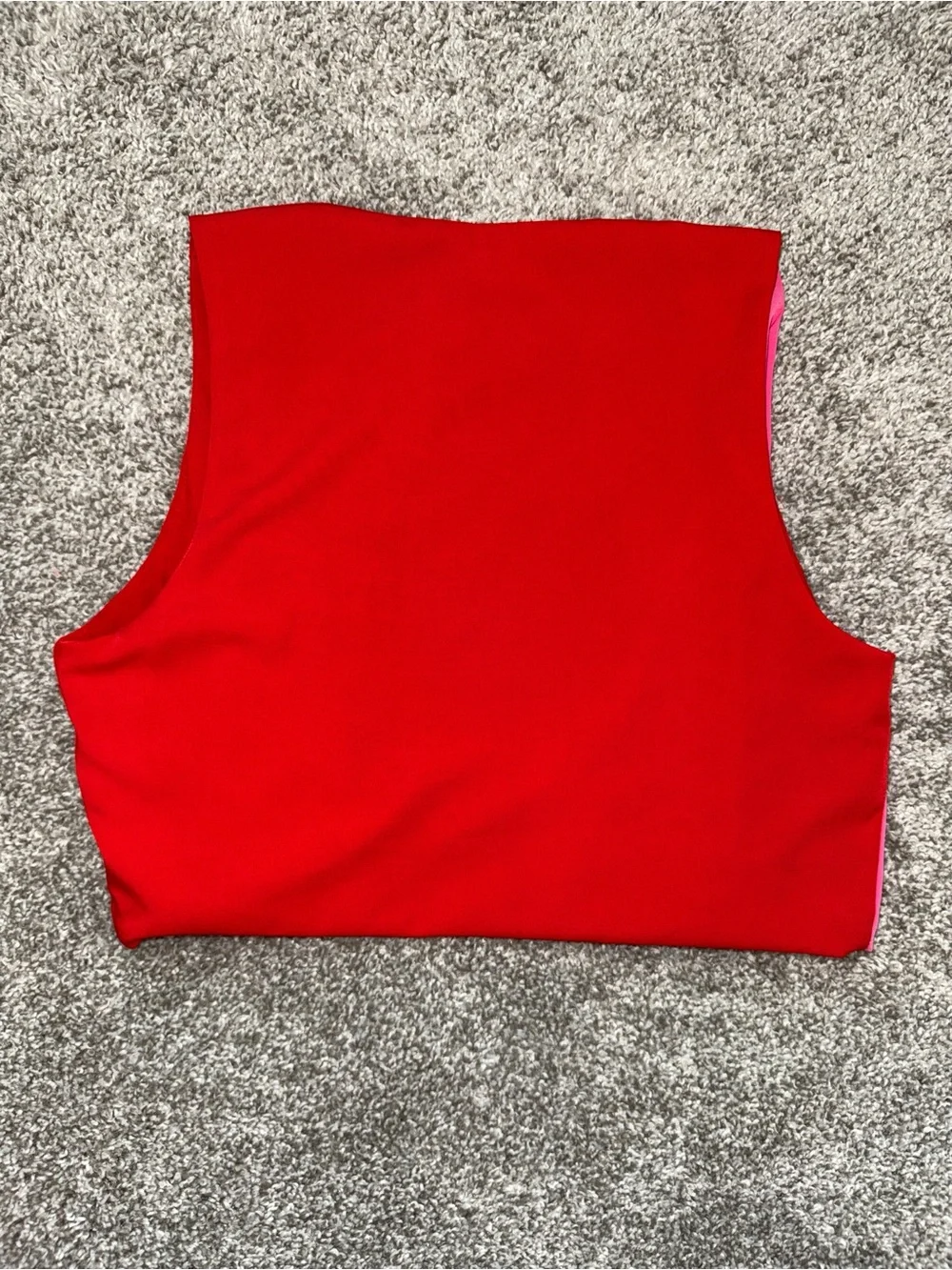 Blue Blush Red Pink Colorblock Tie Front Convertible Crop Top- Size Women Small - Picture 2 of 5
